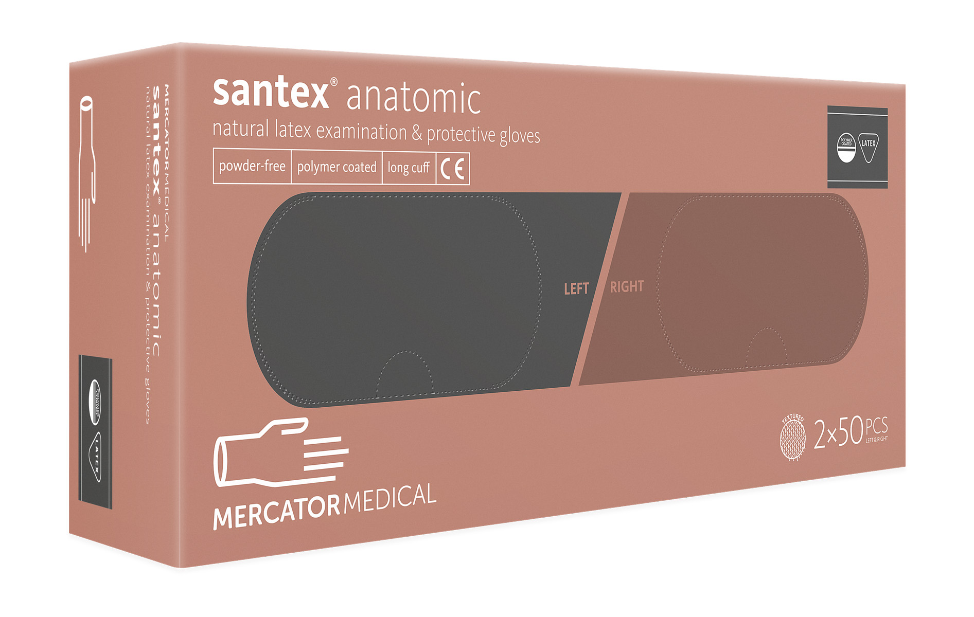 Manusi din latex nepudrate lungi si groase pentru examinare si protectie Santex Anatomic PF 100buc/ cutie sanito.ro imagine 2022 caserolepolistiren.ro
